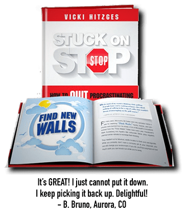 Author and Keynote Speaker Vicki Hitzges' book Stuck on Stop book with testimonial beneath
